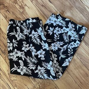 Marc New York Black and White Floral Women's Linen Pants